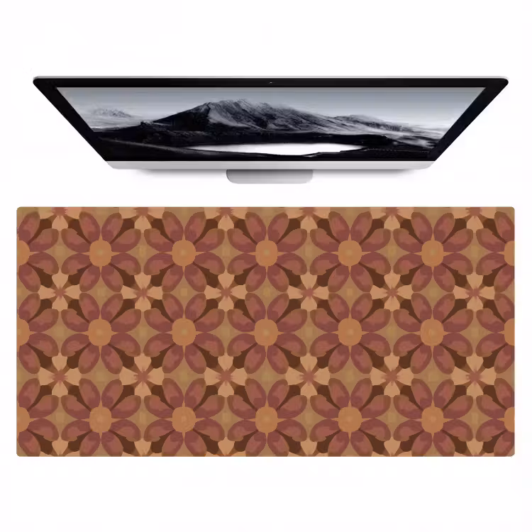 Bureau onderlegger - Retro - Bloemen - Bruin — 1