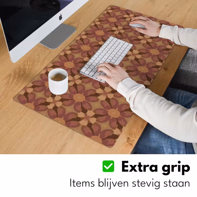 Bureau onderlegger - Retro - Bloemen - Bruin — 6