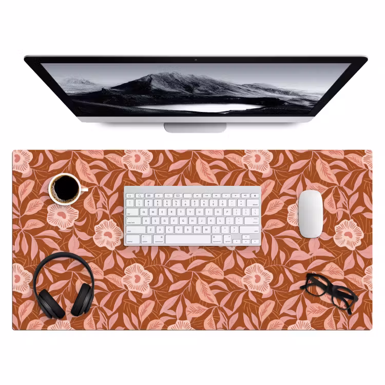 Bureau onderlegger - Patroon - Bladeren - Terracotta — 4