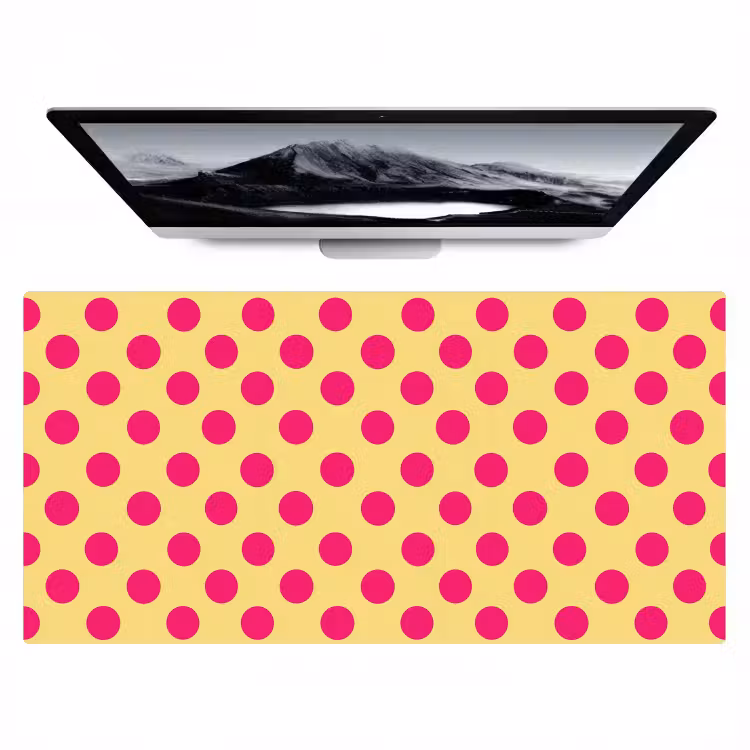 Bureau onderlegger - Roze - Stippen - Geel — 1