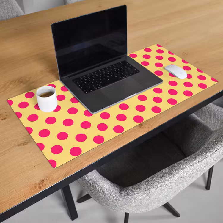 Bureau onderlegger - Roze - Stippen - Geel — 3