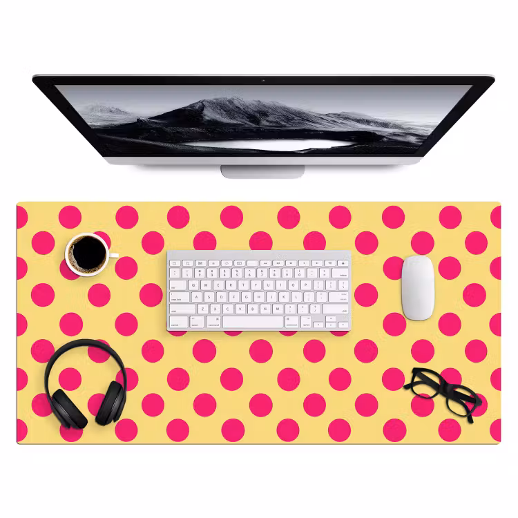 Bureau onderlegger - Roze - Stippen - Geel — 4