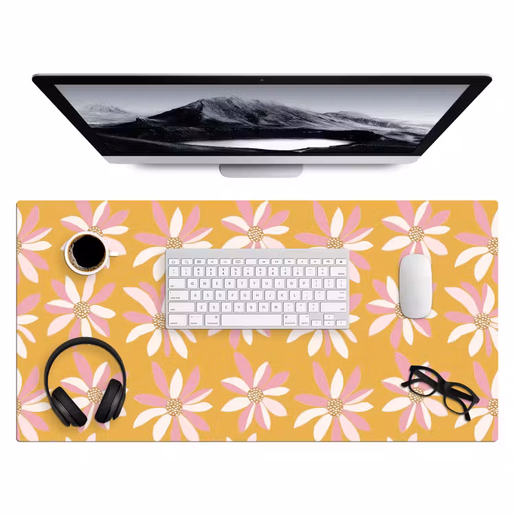 Bureau onderlegger - Bloemen - Modern - Geel — 4