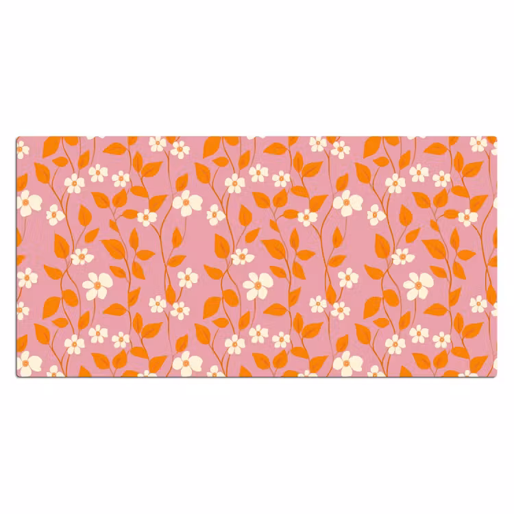 Bureau onderlegger - Bloemen - Patroon - Oranje — 2