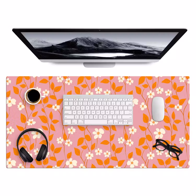 Bureau onderlegger - Bloemen - Patroon - Oranje — 4