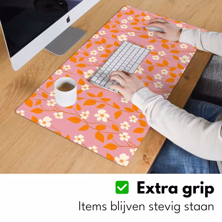 Bureau onderlegger - Bloemen - Patroon - Oranje — 6