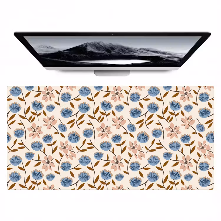 Bureau onderlegger - Bloemen - Wild - Blauw — 1