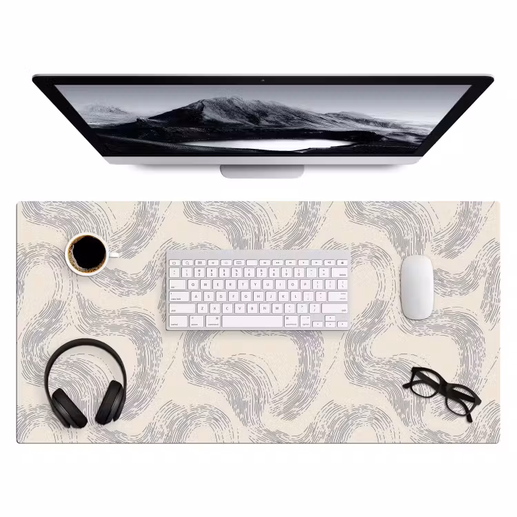 Bureau onderlegger - Lijnen - Patroon - Beige - Minimalistisch — 4