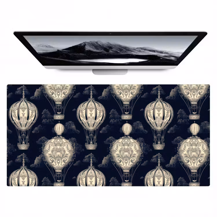 Bureau onderlegger - Luchtballonnen - Wolken - Patroon - Donkerblauw — 1