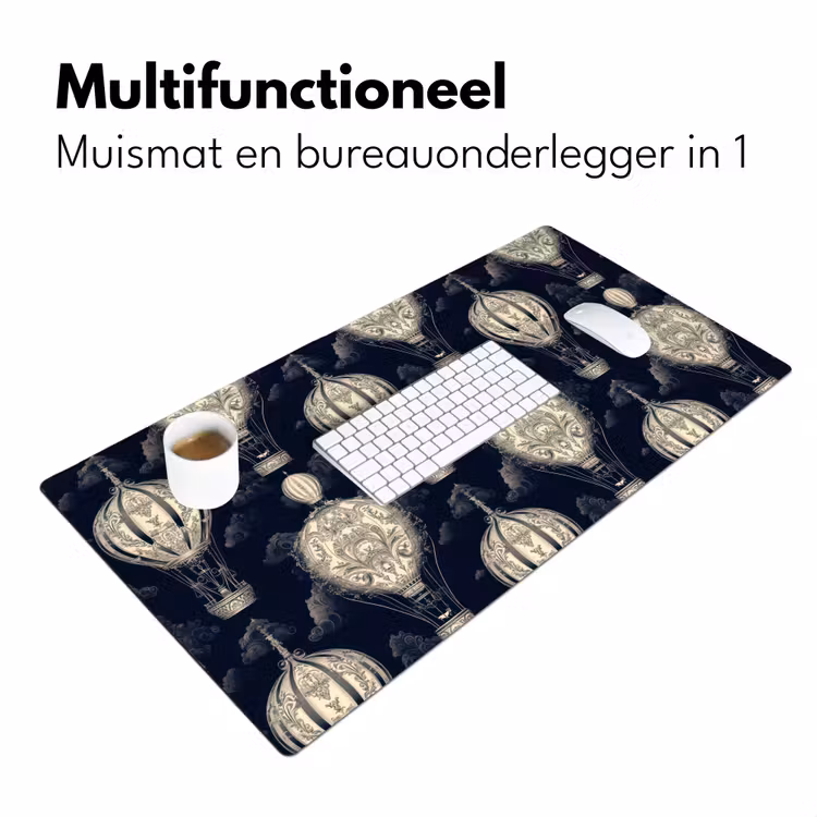 Bureau onderlegger - Luchtballonnen - Wolken - Patroon - Donkerblauw — 7