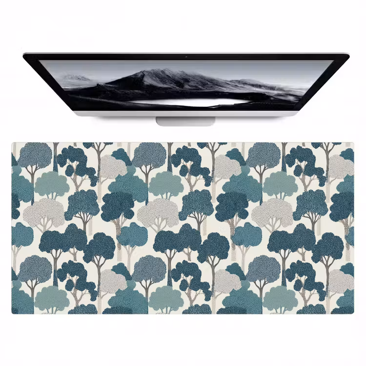 Bureau onderlegger - Modern - Bomen - Bos - Patroon - Blauw — 1
