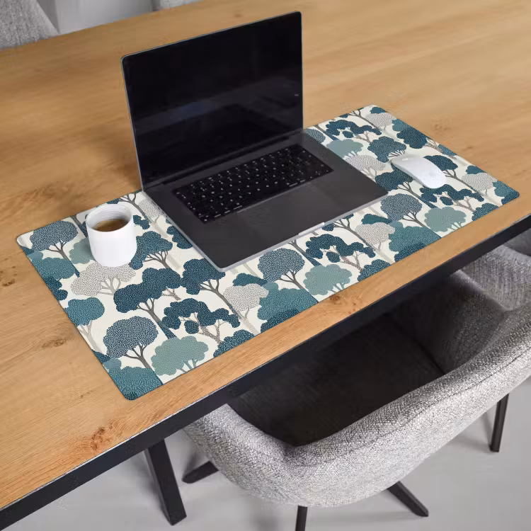 Bureau onderlegger - Modern - Bomen - Bos - Patroon - Blauw — 3