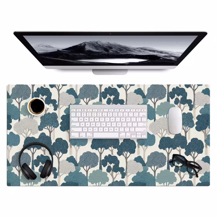 Bureau onderlegger - Modern - Bomen - Bos - Patroon - Blauw — 4