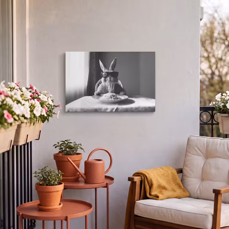 Buiten canvas - Konijn - Bunny - Zonnebril - Tafelkleed - Pasta - Schattig — 3
