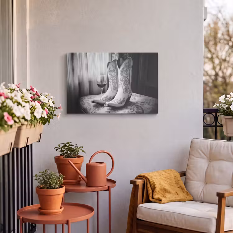 Buiten canvas - Wijn - Cowboylaarzen - Raamlicht - Wit — 3