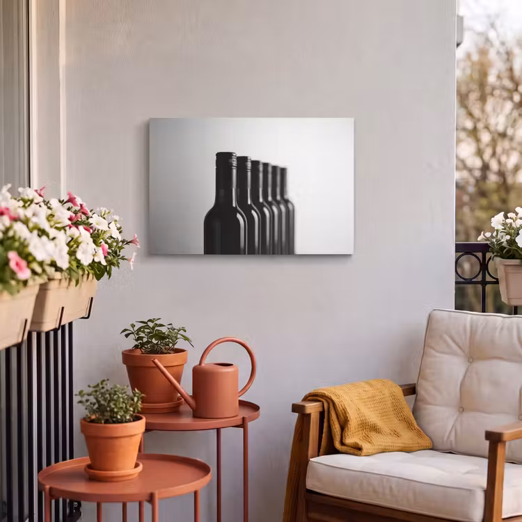 Buiten canvas - Wijnflessen - Zwart - Minimalistisch — 3