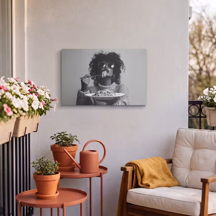 Buiten canvas - Vrouw - Pasta - Zwart - Wit — 3