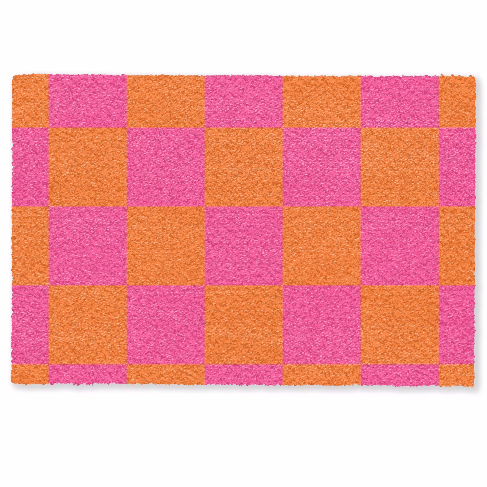 Deurmat - Schaakbord print - Oranje - Roze - Blokjes — 1