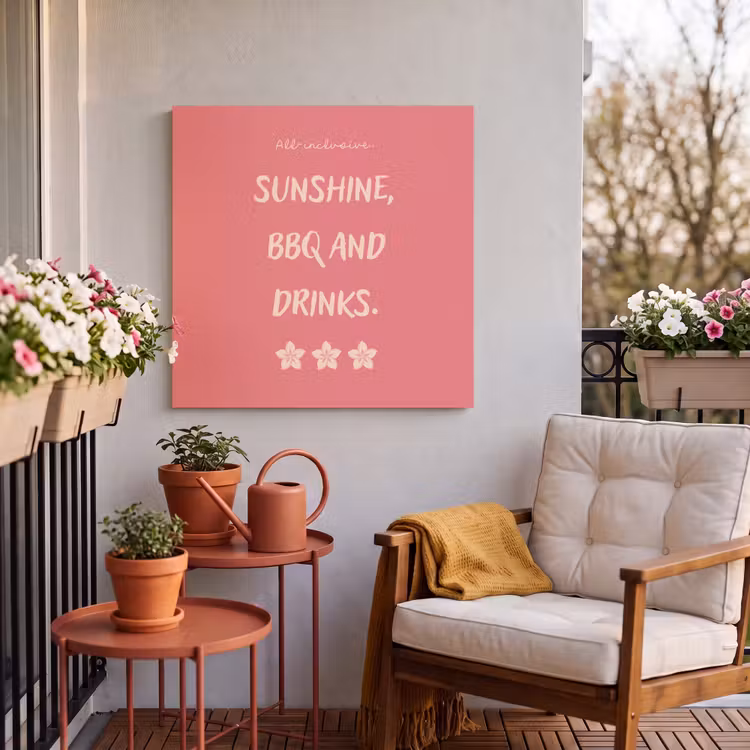 Buiten canvas - BBQ - Quote - Roze - Zomer — 3