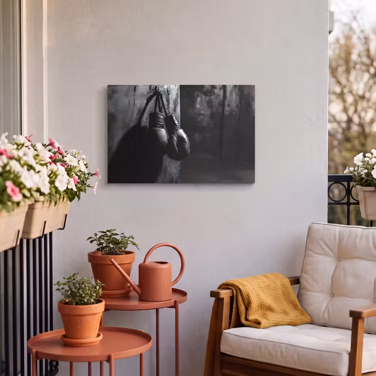 Buiten canvas - Bokshandschoenen - Muur - Duister - Zwart — 3
