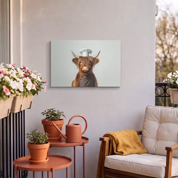 Buiten canvas - Schotse Hooglander - Bruin - Hoorns - Kokskleding — 3