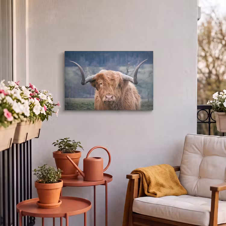 Buiten canvas - Schotse Hooglander - Koeienkop - Landschap - Natuur - Koe — 3
