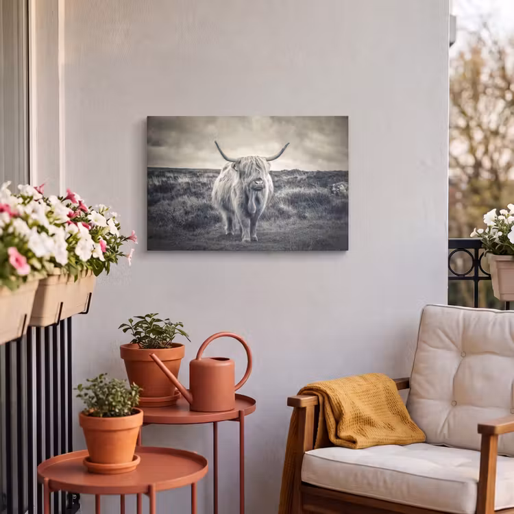 Buiten canvas - Schotse hooglander - Dieren - Wolken - Koe - Natuur — 3