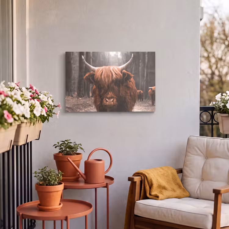 Buiten canvas - Schotse hooglander - Bos - Koe - Dieren - Natuur — 3