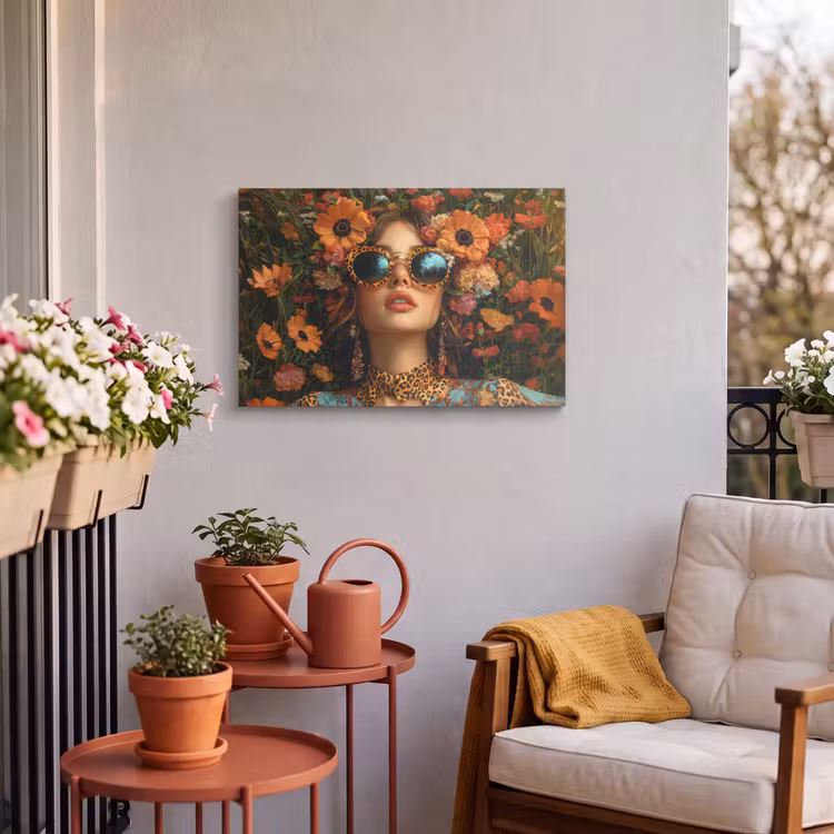Buiten canvas - Vrouwen - Bloemen - Modern - Bril - Abstract — 3