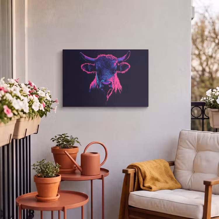 Buiten canvas - Stier - Neon - Zwart - Kleur — 3