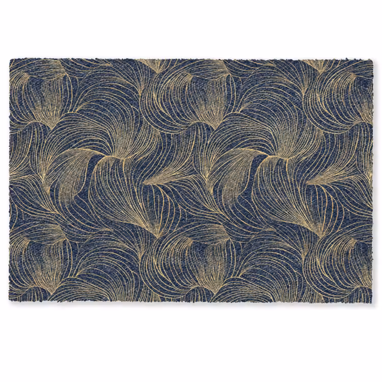 Deurmat - Abstract - Lijnen - Blauw - Goud — 1