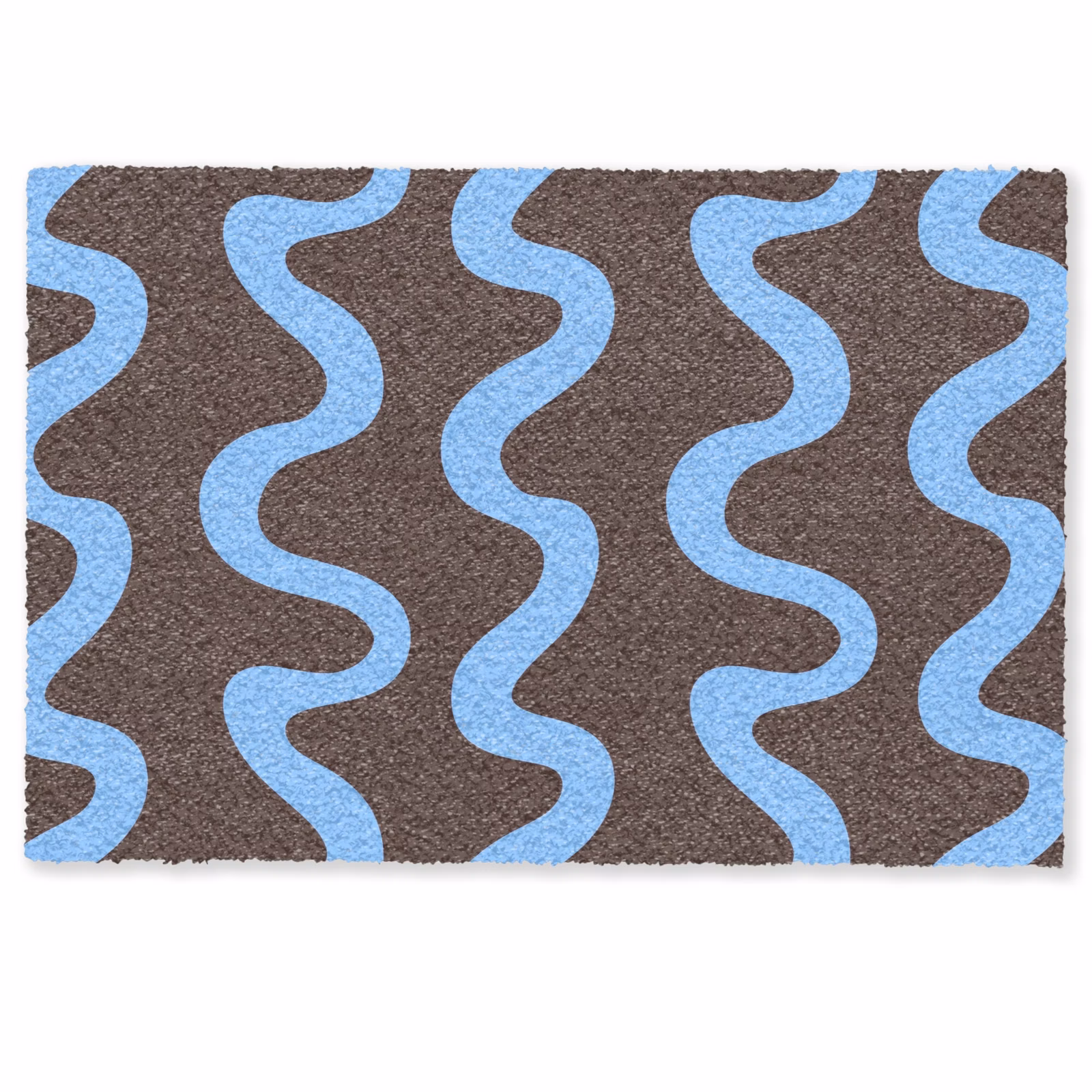 Deurmat - Kronkelende lijnen - Blauw - Bruin - Minimalistisch — 1