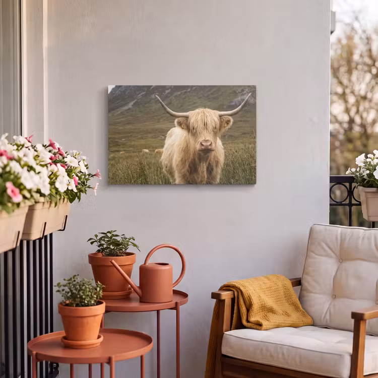 Buiten canvas - Schotse hooglander - Bergen - Grasveld — 3