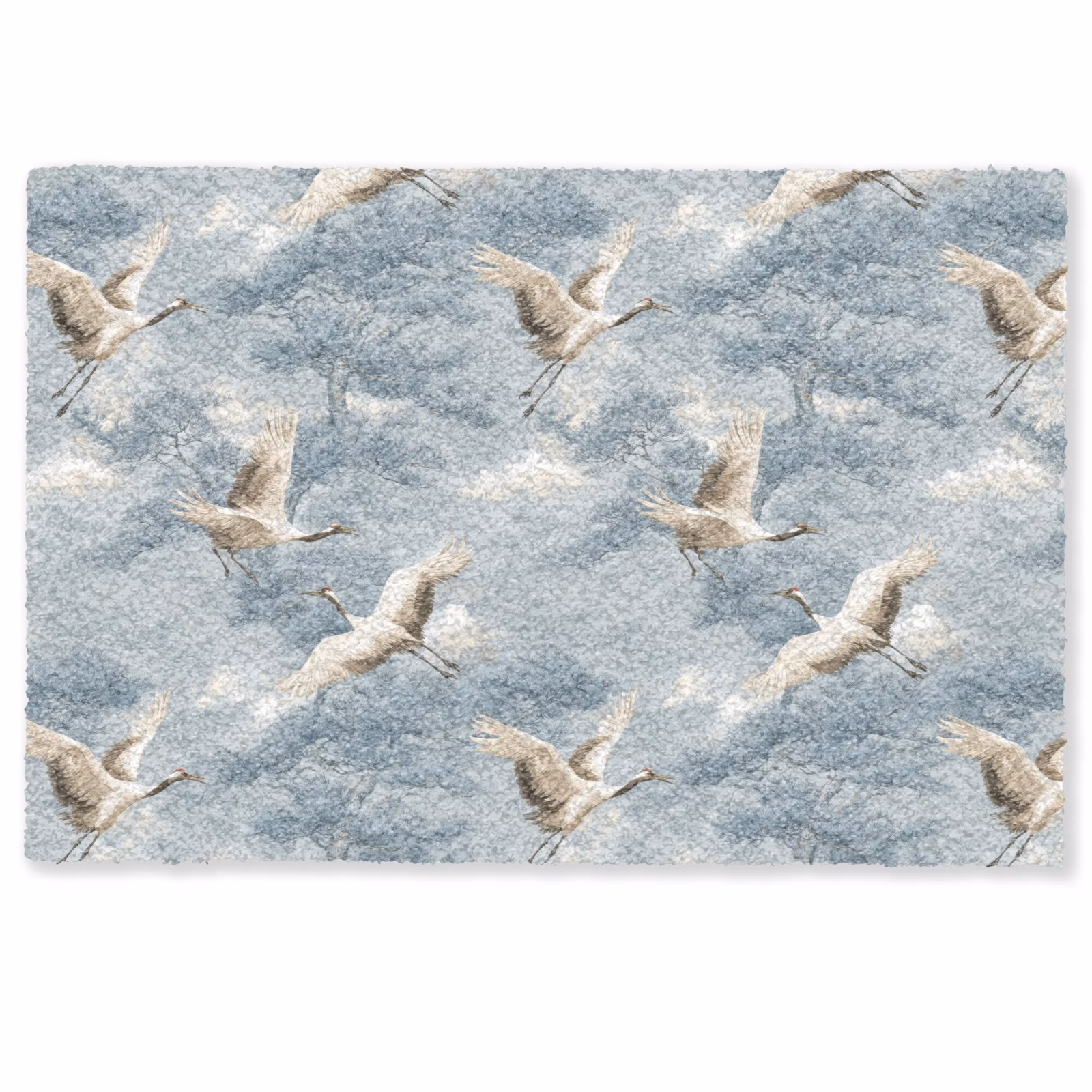 Deurmat - Wolken - Kraanvogels - Blauw — 1