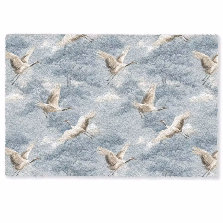 Deurmat - Wolken - Kraanvogels - Blauw — 1