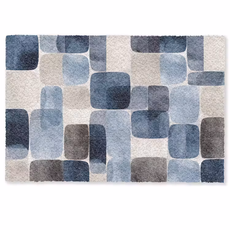 Deurmat - Patroon - Blauw - Vierkanten — 1