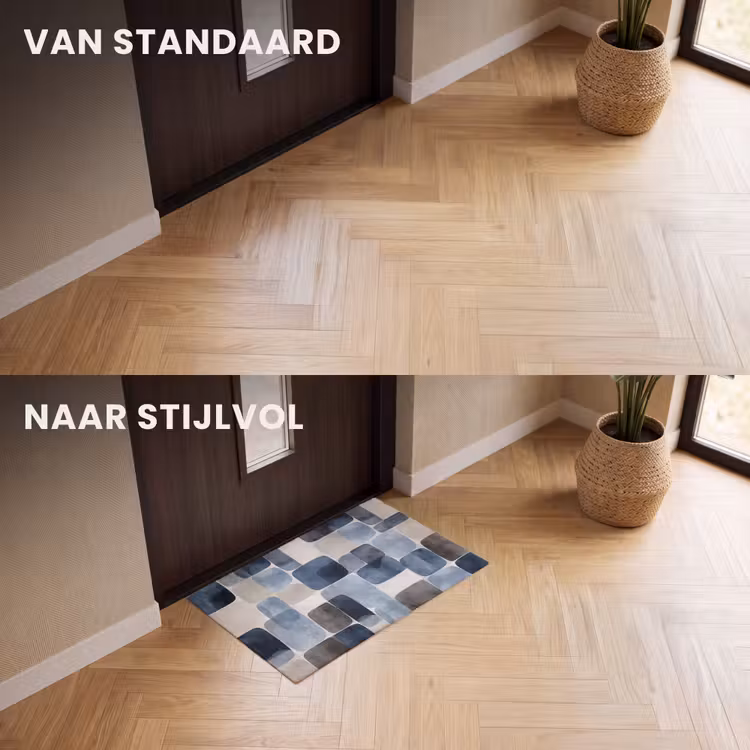 Deurmat - Patroon - Blauw - Vierkanten — 3