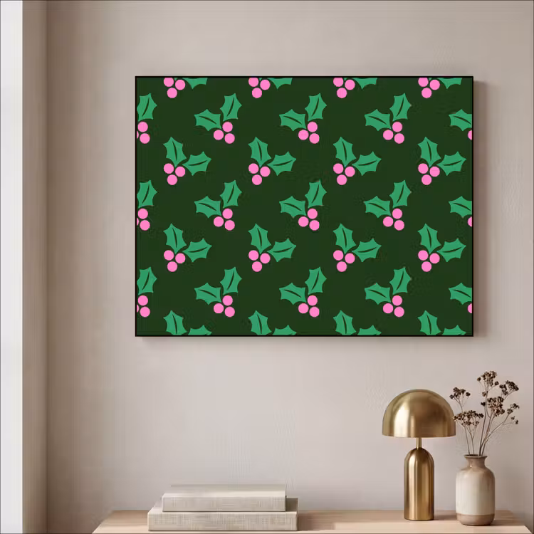Art frame - Hulst - Groen - Roze - Kerst — 5