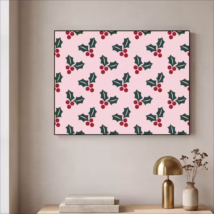 Art frame - Kerst - Hulst - Groen - Roze — 5