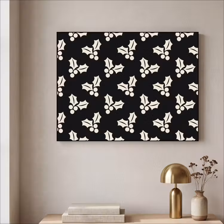 Art frame - Kerst - Zwart - Wit - Hulst — 5