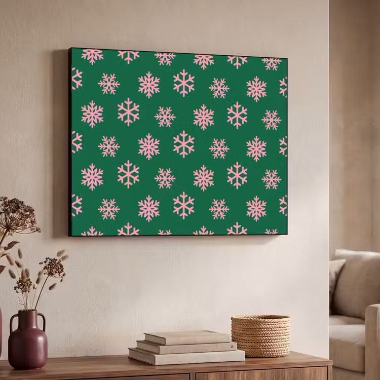 Art frame - Sneeuwvlok - Groen - Roze - Kerst — 7