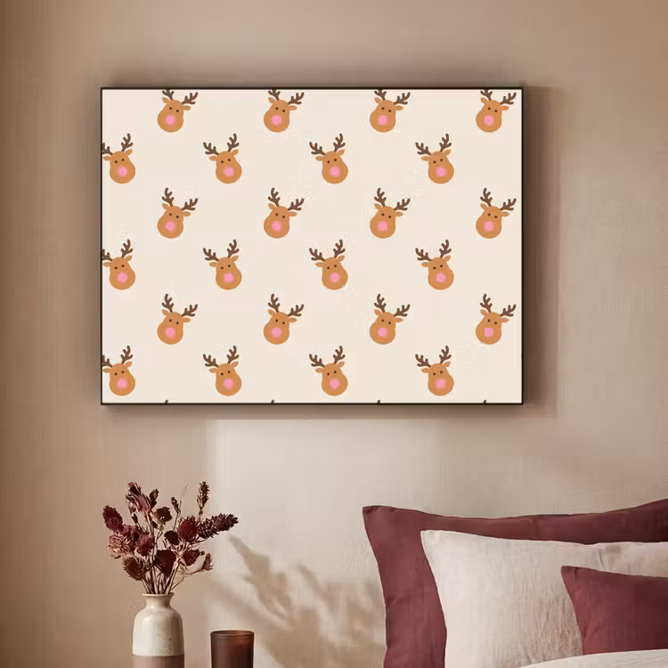 Art frame - Rendieren - Kerst - Crème - Roze — 3