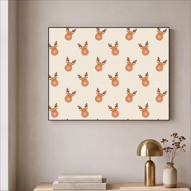 Art frame - Rendieren - Kerst - Crème - Roze — 5