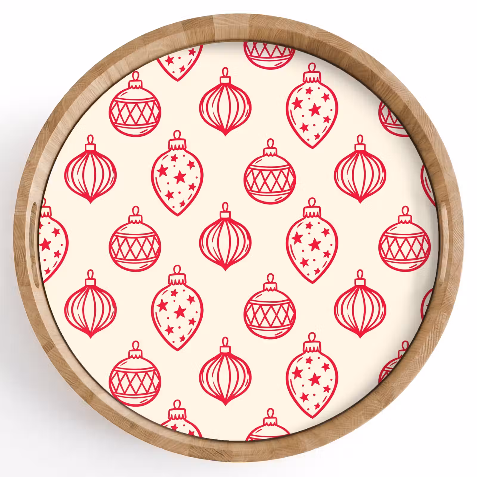 Dienblad - Kerstbal - Crème - Rood — 1