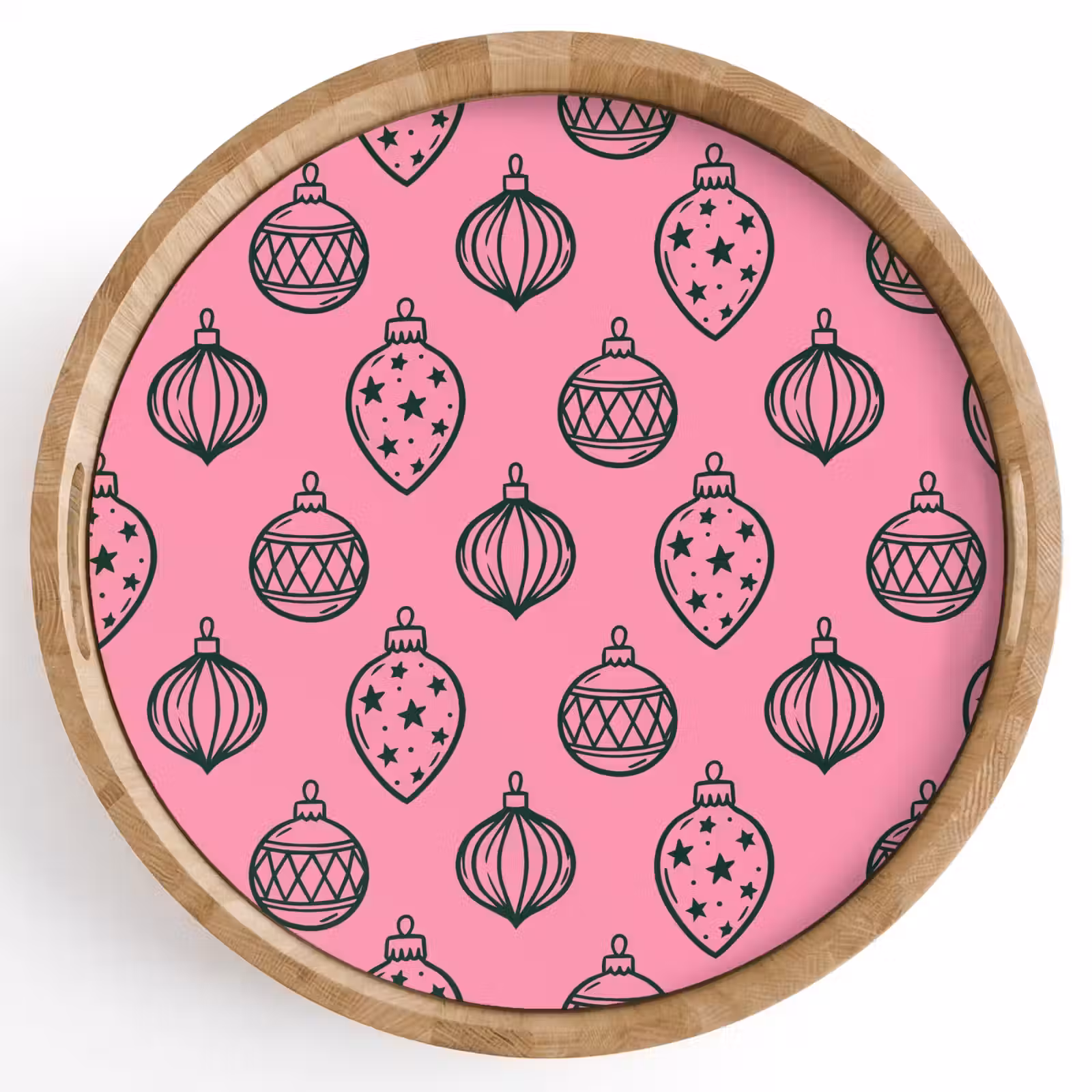 Dienblad - Kerstbal - Groen - Roze — 1