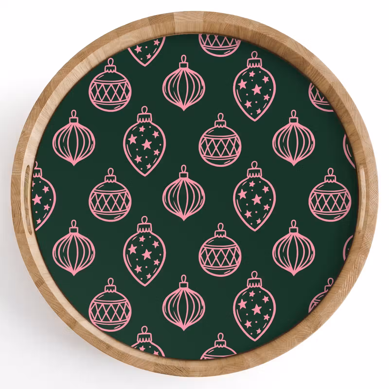 Dienblad - Kerstbal - Roze - Groen — 1