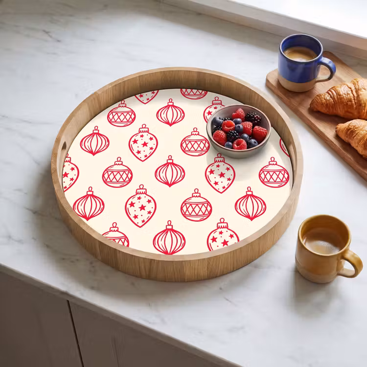 Dienblad - Kerstbal - Crème - Rood — 4