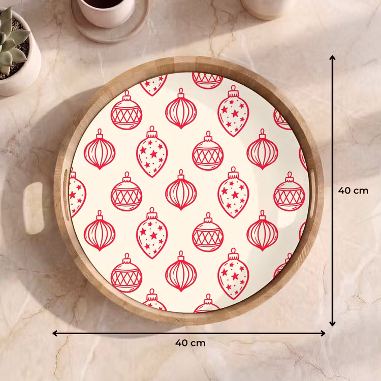 Dienblad - Kerstbal - Crème - Rood — 9