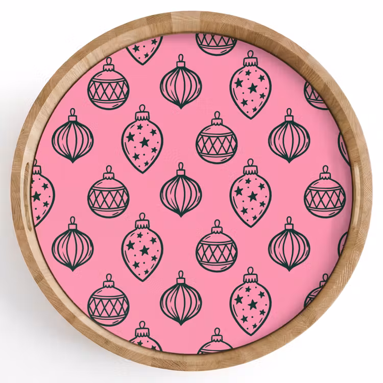 Dienblad - Kerstbal - Groen - Roze — 1