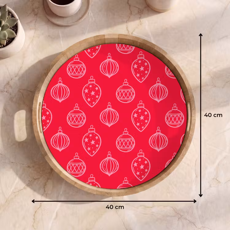 Dienblad - Kerstbal - Rood - Roze — 9